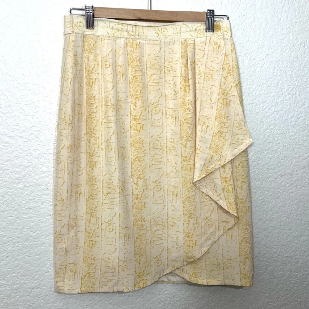 Vintage Escada Silk Wrap Skirt Printed Size M